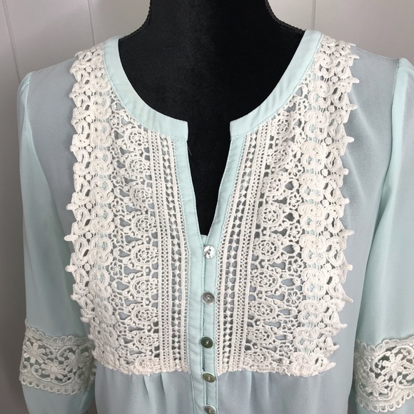 Forever 21 lace 3/4 sleeve blouse Sz S - Picture 4 of 12